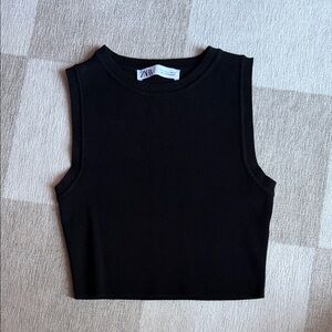 Zara Black Sleeveless Crop Top
